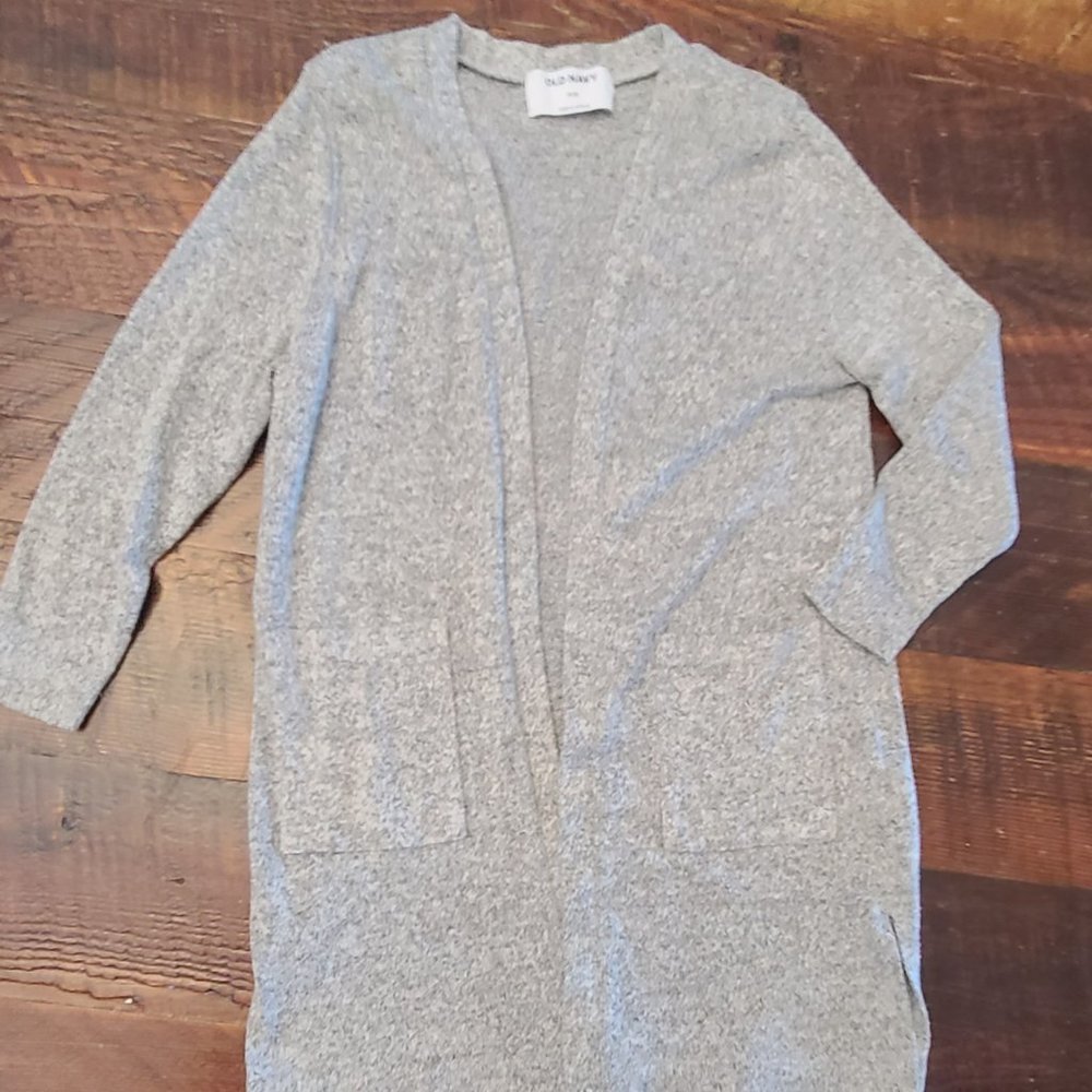 Gray Old Navy knit front open cardigan
